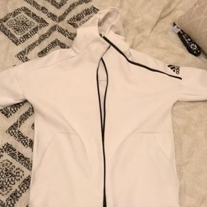 Beautiful white adidas zip up runners hoodie
